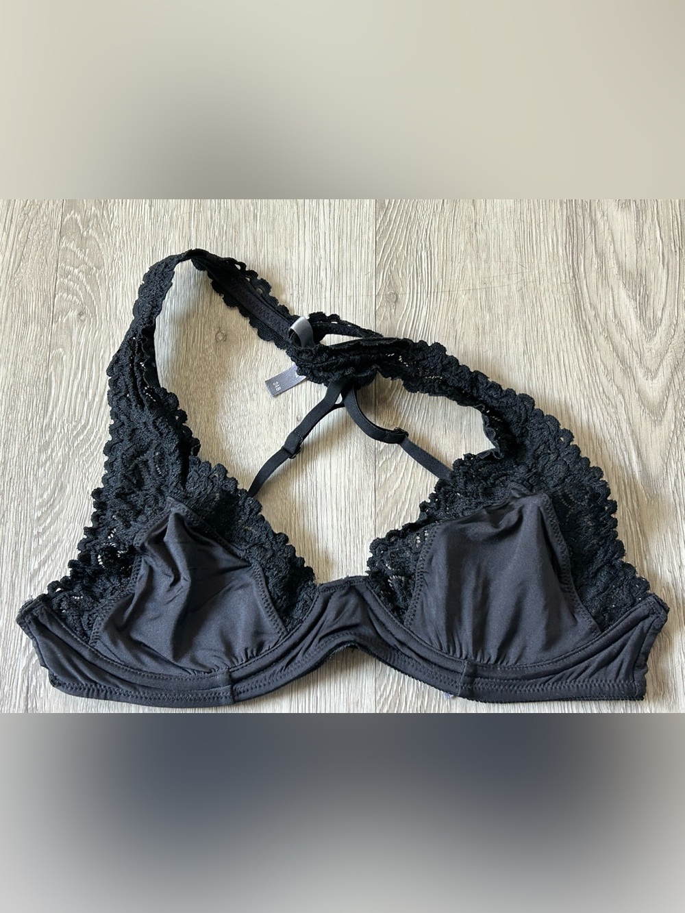 Aerie Unlined Triangle Lace Bra, Black, 34B